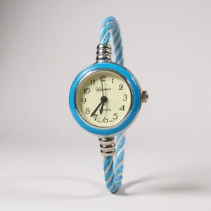 Geneva Platinum‎ Blue Bangle Watch Women's Silver Tone Quartz Japan Movt